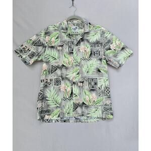 Paradise Style Shirt Mens Large Protea Hawaiian Short Sleeve Button Front *stain